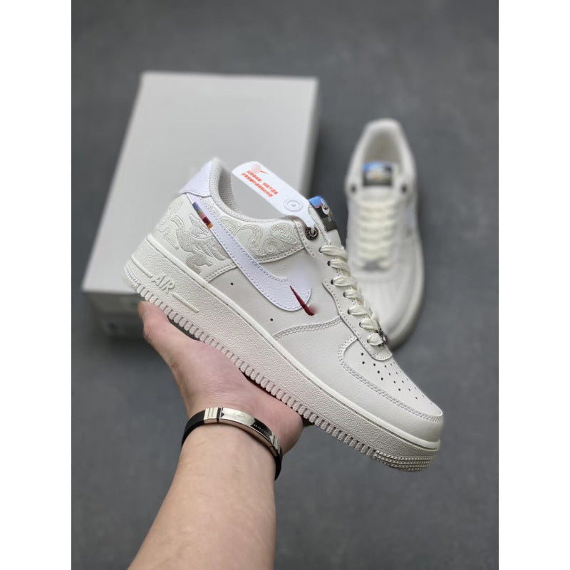 Putian high version air force one af1 white shoes wheat color pure original version black warrior men's shoes black sneakers