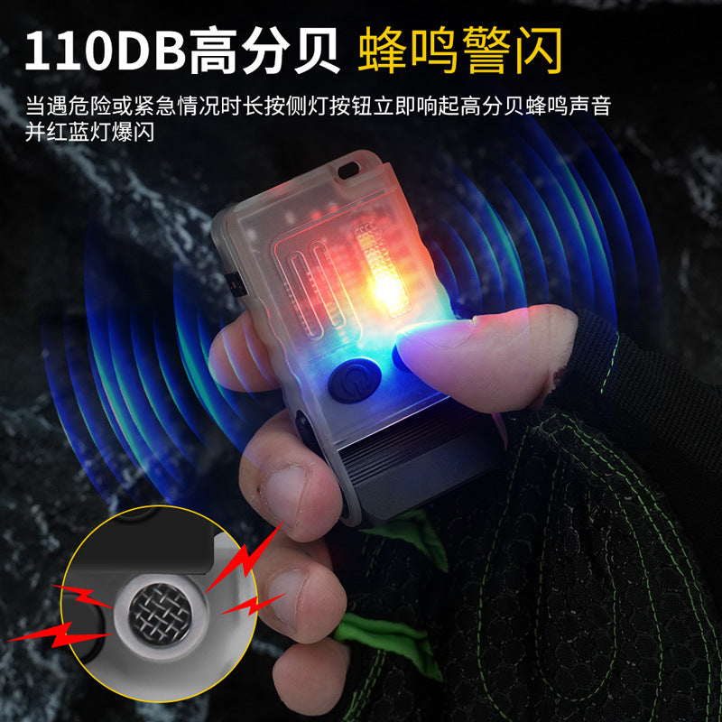 Cross-border new V20 strong light flashlight outdoor convenient 180 corner multi-function self-defense alarm keychain light