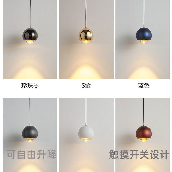 Nordic simple creative personalized restaurant bedroom bar round ball bed sheet head free hovering telescopic lifting small chandelier