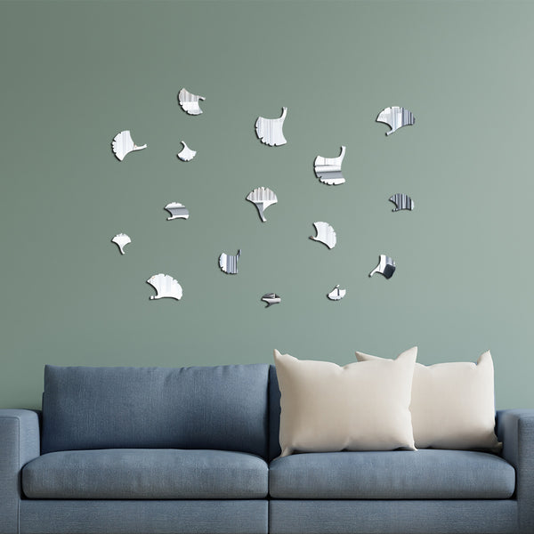 JM424 leaf acrylic 3d wall sticker three-dimensional self-adhesive living room study arrangement wall decorative sticker sticker