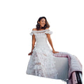 spring/summer new european and american style women's foreign trade  one-shoulder ruffle trim hollow-out lace maxi dress
