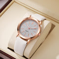 2024 new arrival: women's watch - student style, korean design, alloy & pu leather strap, quartz movement, fashionable ladies' watch, white