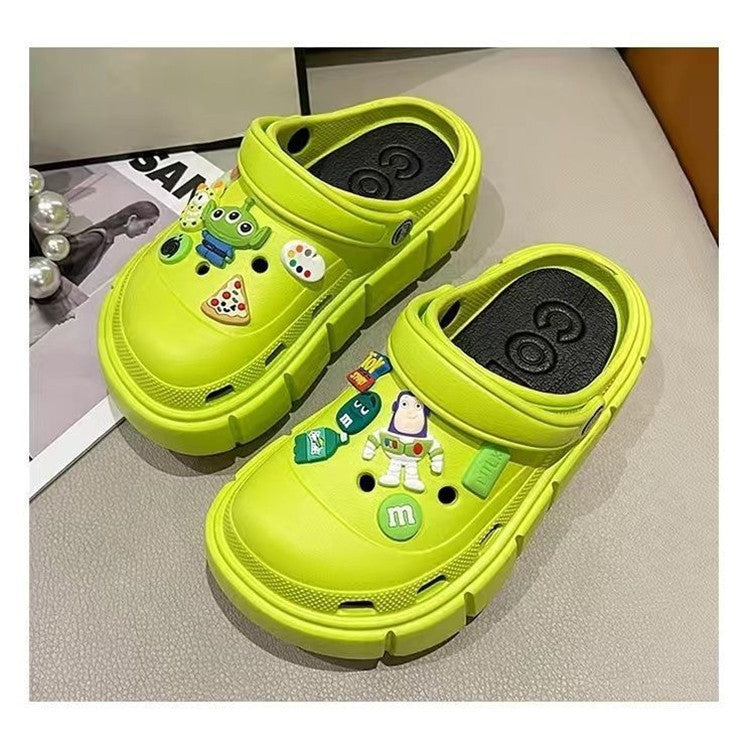 Baotou shoes heightenedthick solecute crocs women's summer slippers crocs diy accessories non-slip 2025new arrival