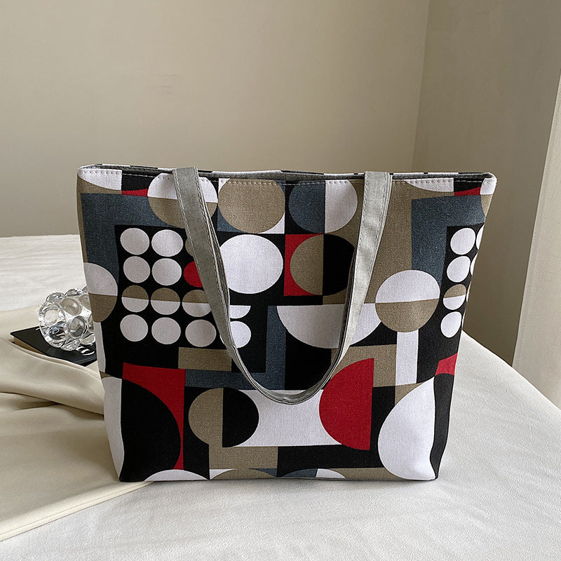 Large capacity printed tote bag - 2023 new trendy handbag, stylish minimalist shoulder bag, everyday commute canvas bag