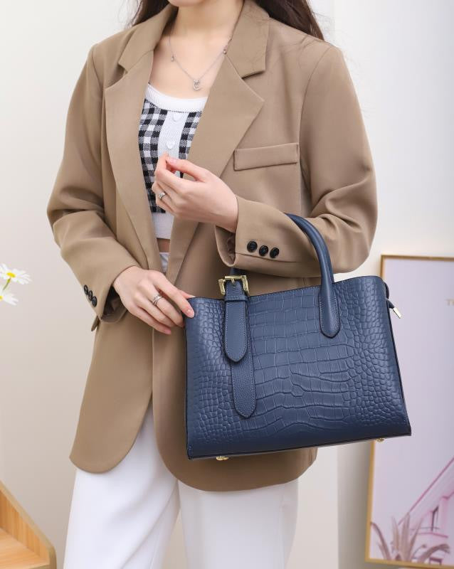 Genuine leather women's shoulder bag - premium crocodile-embossed tote bag for women, new 2024 collection, versatile and stylish crossbody bag