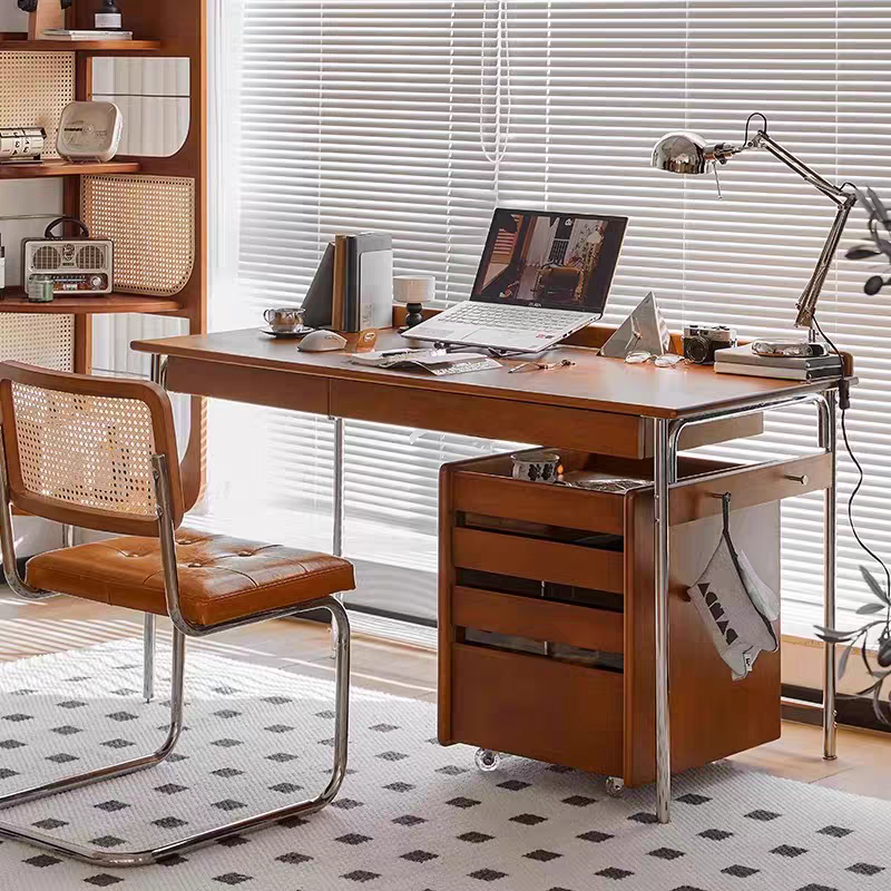 Used solid wood desk retro home office computer desk small apartment minimalist vanity table ultra-narrow study writing desk
