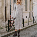 independent station ins fashion cross-border new casual beads street style elegant fashion long sleevesdress