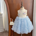 Girls' chanel-inspired dress,  summer sweet tiered dress, kids' mesh sweet tank dress, puffy skirt trend