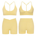 High elastic halter sports intimates bra beautiful back bra cross waist fitness three-quarter shorts yoga wear sports suit