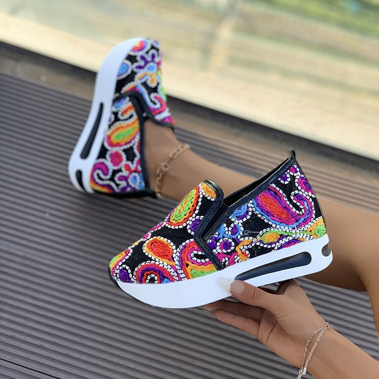women's fashion flat heel hidden wedge mesh breathable casual flats - supports cross-border platforms and dropshipping