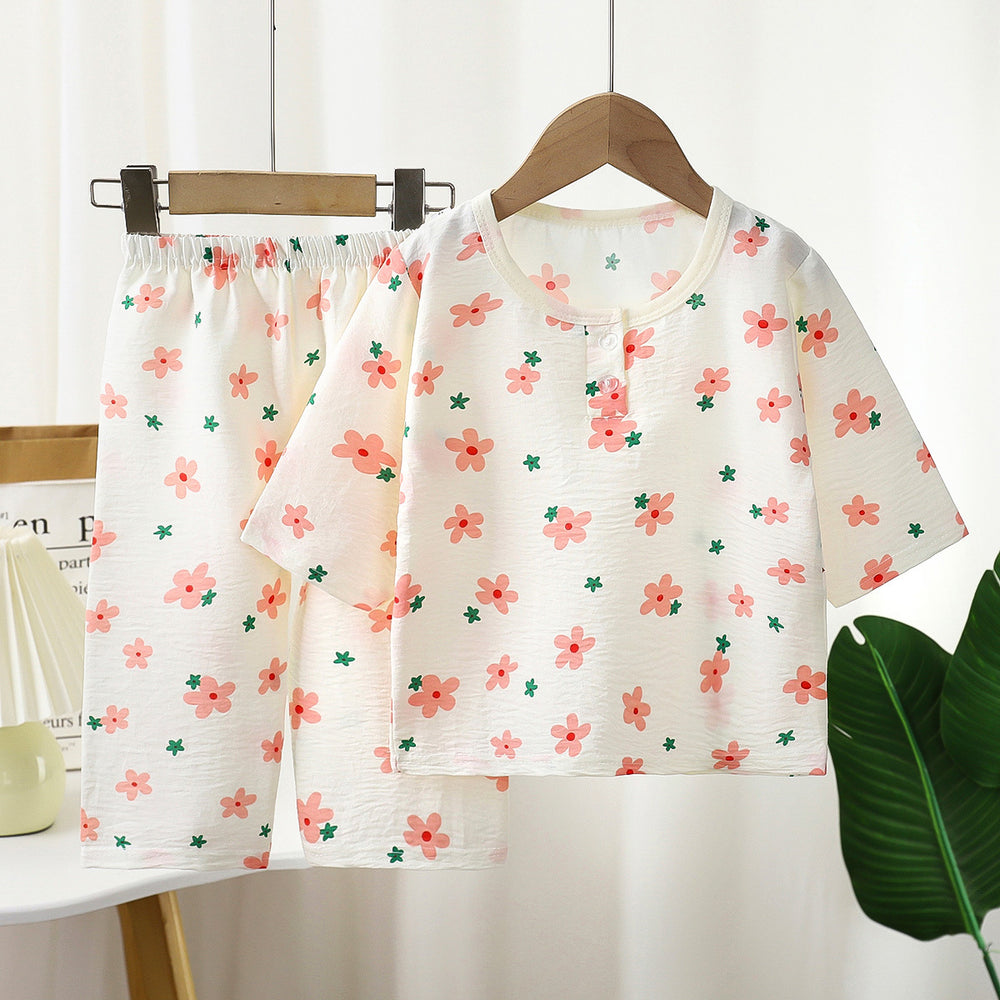 Summer kids' cloud cotton pajamas - boys' and girls' lightweight sleepwear - toddler and child air conditioning suit - baby casual set