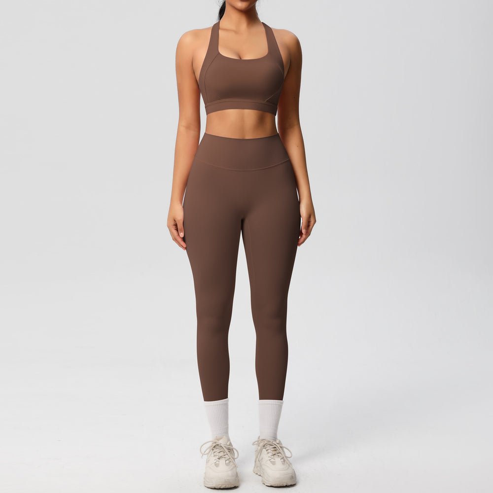 Cloud-feel brushed nylon quick-dry compression yoga set - high-intensity workout, outdoor running, training, and fitness apparel