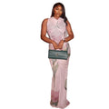 European and american style ins-inspired cross-border chic workwear women's elegant printed bodycon mini dress v-neck sleeveless maxi dress