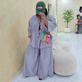 European and american cross-border women's fashion:  summer new collection - striped print oversized shirt and wide-leg pants casual set