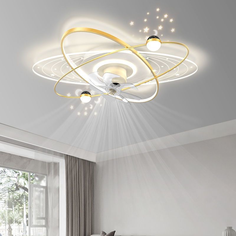 Guangdong Zhongshan Fan Lighting Package Nordic Light Luxury Bedroom Dining Room Ceiling Fan Light Moving Head Electric Fan Living Room Ceiling Light