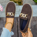 Export metal chain thick bottom loafers for women autumnew arrival cloth large size cross-border low-top shoes wholesale