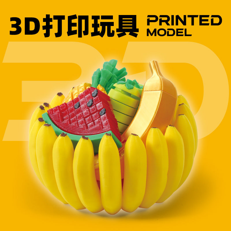 New cross-border 3d printed fruit decompression set - spiral press fruit banana plate storage fruit plate toy