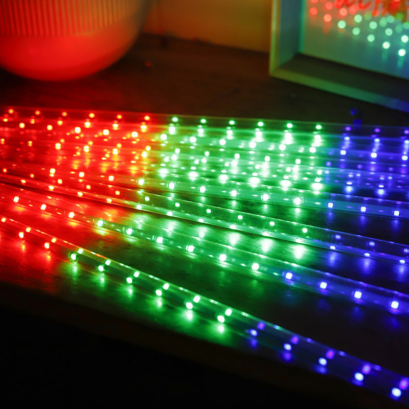 LED solar meteor shower light, flowing water waterfall light, Christmas outdoor lighting hanging tree meteor shape lantern string