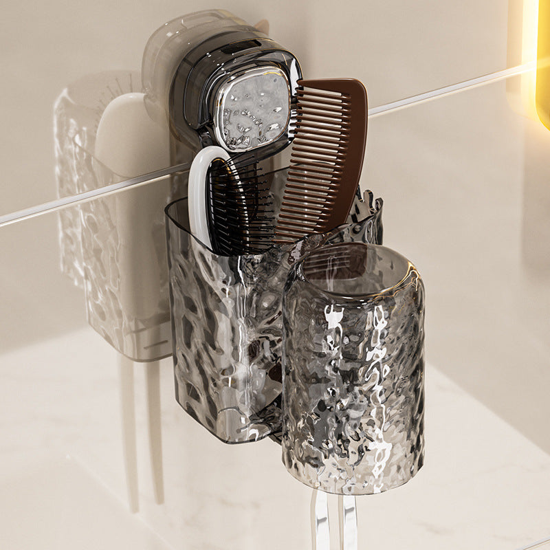 Suction cup toothbrush rack mouthwash cup punch-free wall-mounted bathroom wall-mounted toothbrush cup toothbrush holder storage box