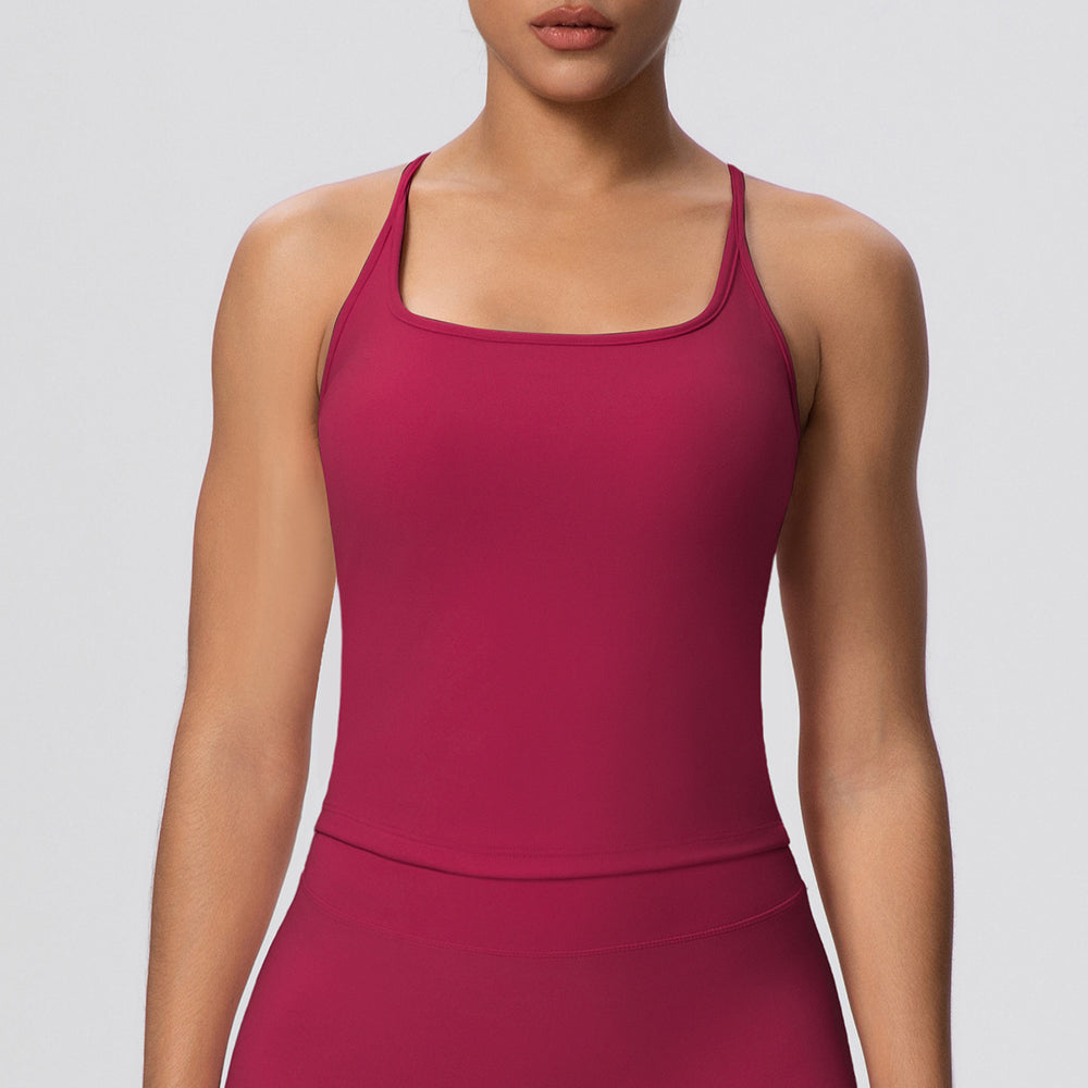 Sexy u-neck racerback sports bra, cloud-feel quick-dry, anti-chafe tank top for running and fitness