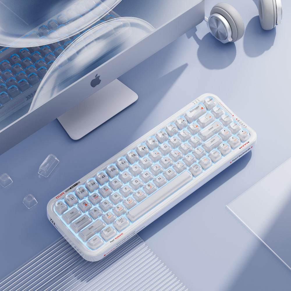 Moffii skyscraper 711 translucent three-mode bluetooth keyboard liquid foundation high-looking rgb girls office wireless