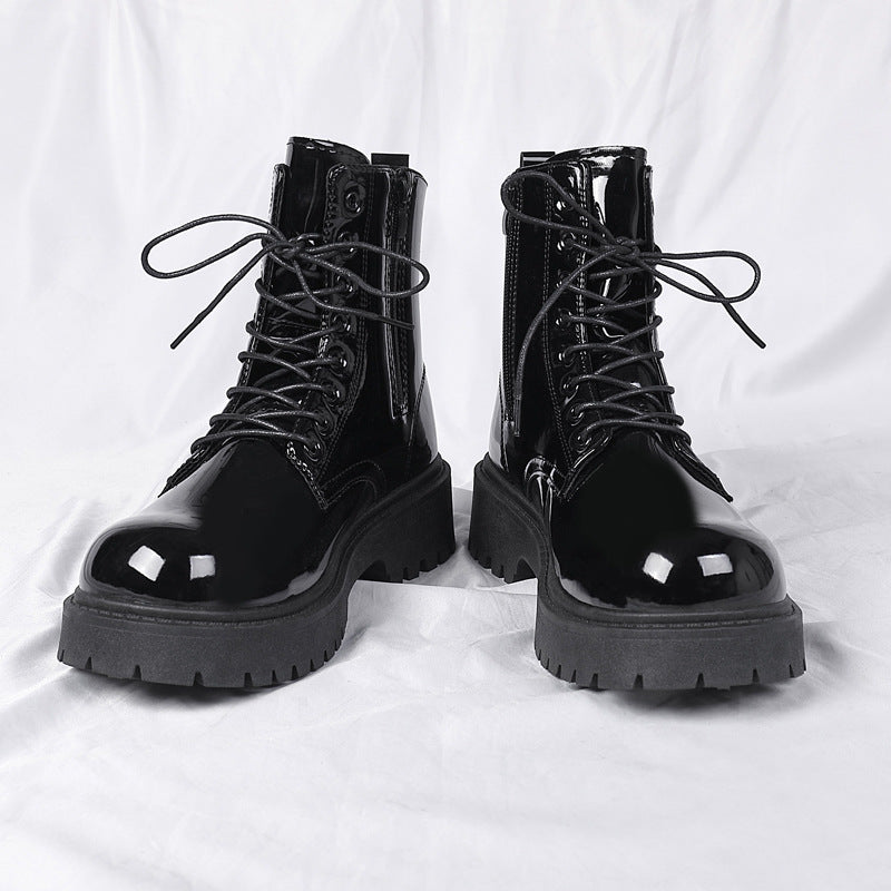 Boots for men 2026new arrivalspring black british style fan motorcycle workwear boots high-top soft leather waterproofcasual leather boots