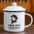 Imitation enamel water cup with lid ceramic mug retro tea cup classic enamel tea cup office personal cup