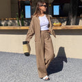 2025 amazon european and american women's clothing new autumn/winter sets spring ladies' button-down loose fashion casual two-piece outfit