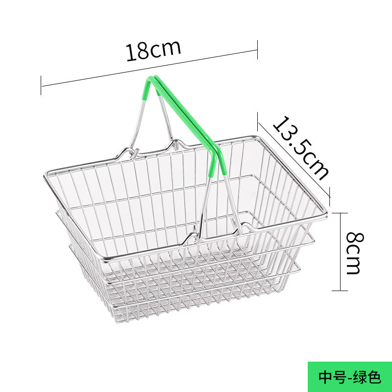 Cross-border  wrought iron simulation shopping basket household cosmetics sundries storage decorative shelf shooting props