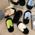 Furry slippers women's outwear 2024new arrivalfall and winterthick soleheight increasing one strap popularfashion cotton slippers