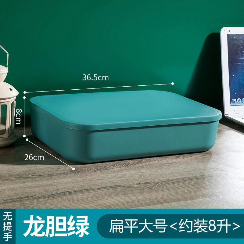 Household contrasting color storage box, wardrobe clothes sorting box with lid, large storage basket, sundries storage box, plastic.