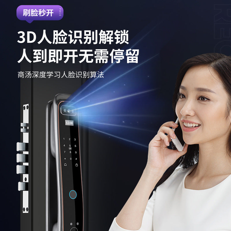 Fully automatic fingerprint lock for home security doors, smart door lock with remote video intercom, electronic smart lock - wholesale from manufacturer