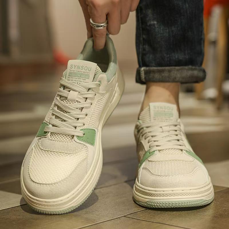 Men's 2025 new winter breathable lightweight mesh casual sneakers - student sports soft sole versatile white mesh shoes