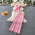 French cut outlace camisole high waist skirttwo-piece set female summer gentle intellectual elegantfashionsuit