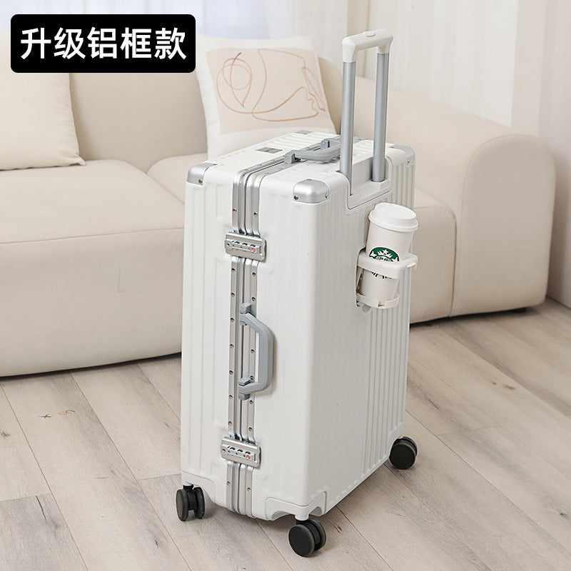 New high-value suitcase female trolley case aluminum frame universal wheel suitcase male student password case 24 leather cases