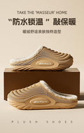 2025 new autumn/winter essential men's thick-soled waterproof non-slip warm home & outdoor fleece-lined cotton slippers