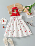 hot-selling  foreign trade princess dress: halter neck, strawberry print dress