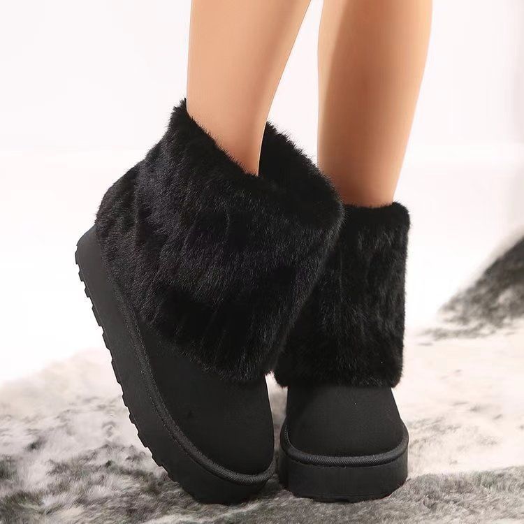 fall/winter new arrival: women's chunky platform ankle boots - plush fleece lined, european & american style, plus size available, perfect for cross-border e-commerce
