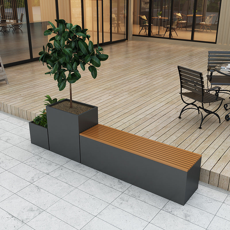 Outdoor wrought iron flower box Sales department Plaza integrated flower slot Leisure seat Commercial street landscape Stainless steel flower pool