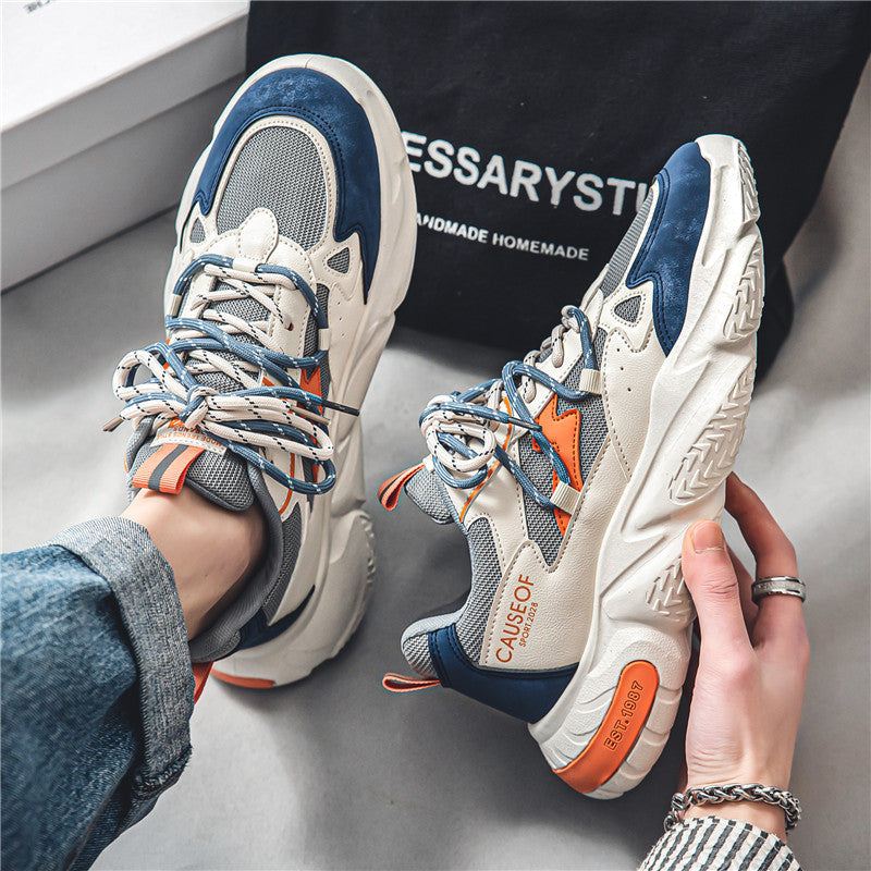Men's shoes 2025 new spring mesh casual versatile height increasing youth sports running trendy dad shoes