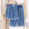 Kids clothing cross-border exportfall and winternew arrival children's blue vest + pants baby children's clothing