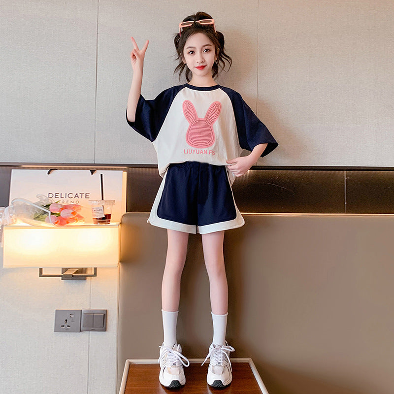 Girls' summer outfit  new trendy summer clothes kids casual children's wear girls' big kids stylish sportswear summer style