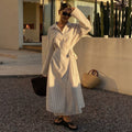 French striped shirt dress - slim fit, slit hem, tie waist, beach vacation style, two-piece look