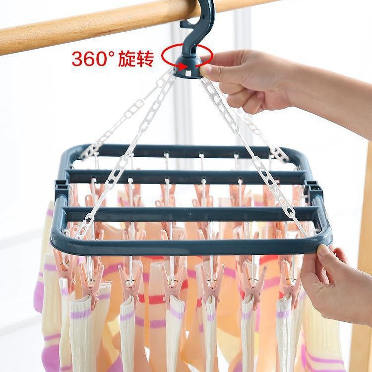 New arrivalthickened 32 clip multi-clip clothes drying rack clothes hanger multifunctional hotel plastic clothes hanger for home socks