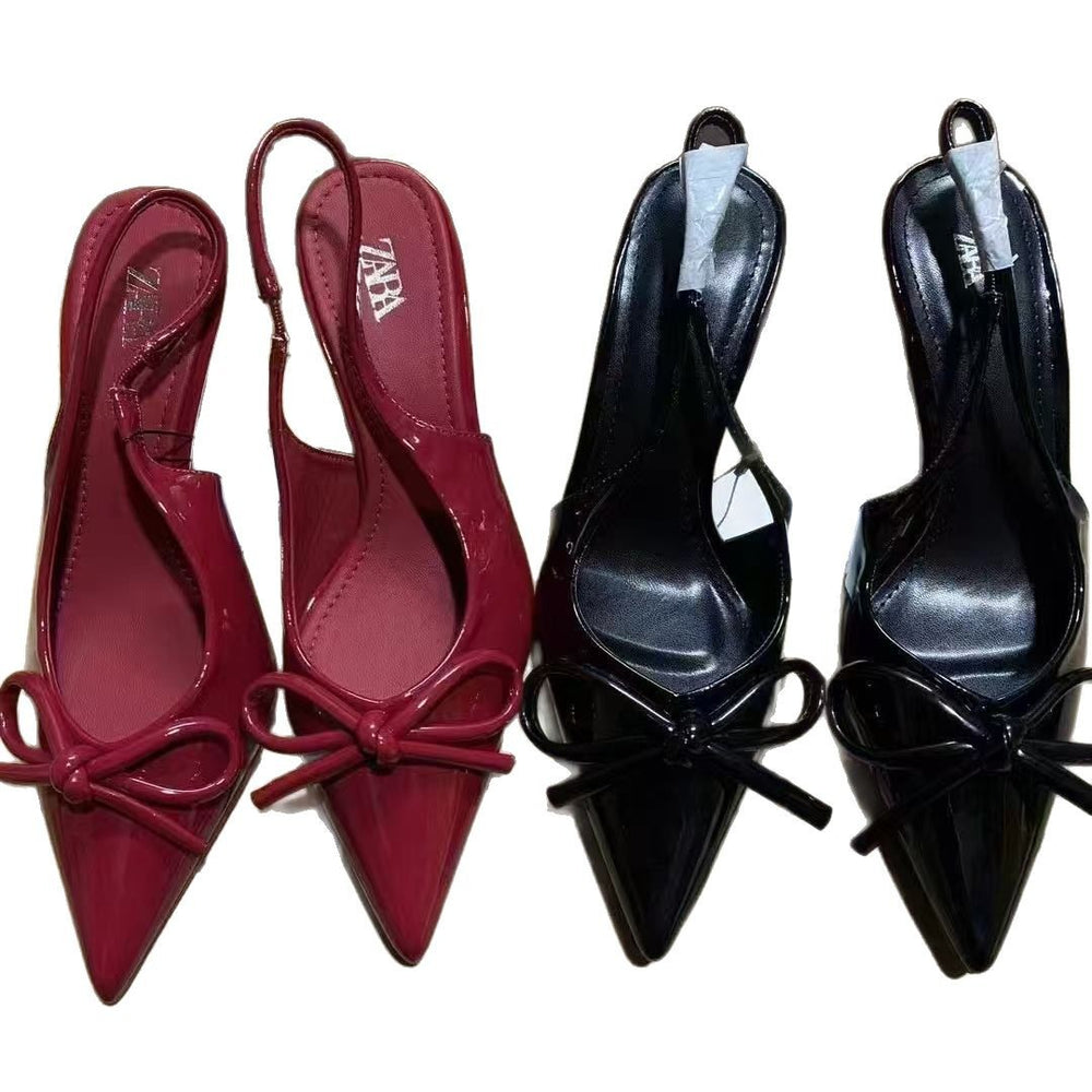 Za2024autumnew arrival high heelsfashioneasiest for match women's shoes daily casualbows pointed toe frenchflats women
