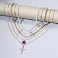 Sweater necklace wholesale european and american cross-border jewelry women's personalized exaggerated high-end diamond-studded cross sweater chain
