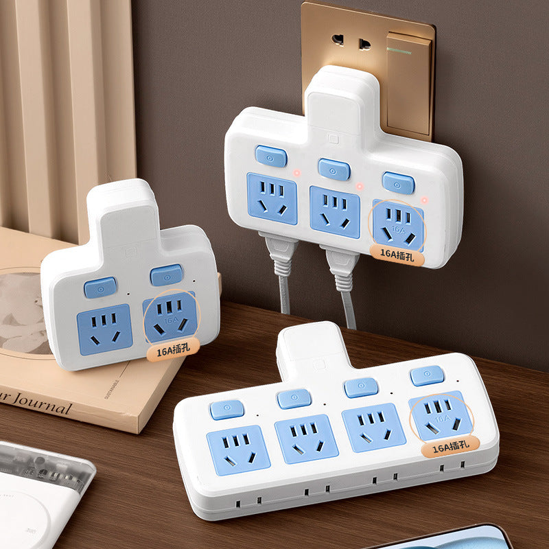 Multi-outlet power strip adapter, expandable panel, multi-port air conditioner power strip with switch, home/dorm use, includes night light