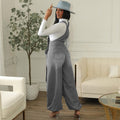 European and american style women's denim overalls -  cross-border autumn/winter women's streetwear casual zip-up wide-leg jumpsuit