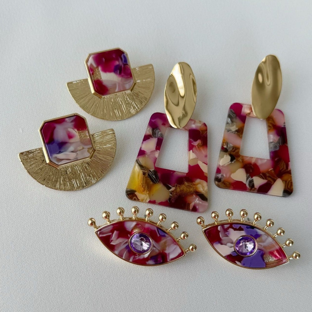 Devil's eye earrings - women's european and american style, gradient irregular geometric fan-shaped studs, unique niche retro sweet & cool earrings