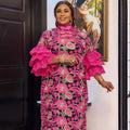 African women's lace robe - cross-border supply, elegant commute style, embroidered cake sleeves, loose fit maxi dress